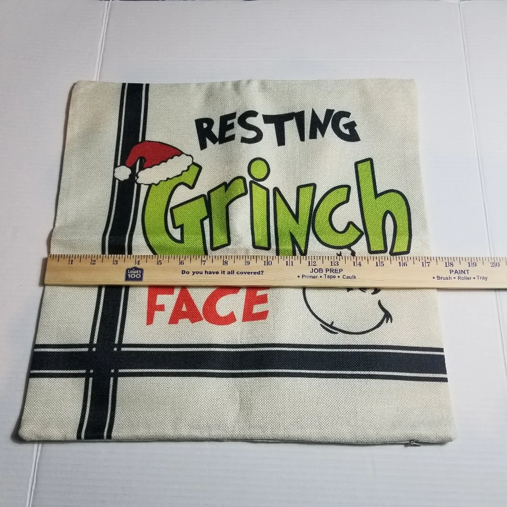 RESTING GRINCH FACE DECORATIVE PILLOW COVER